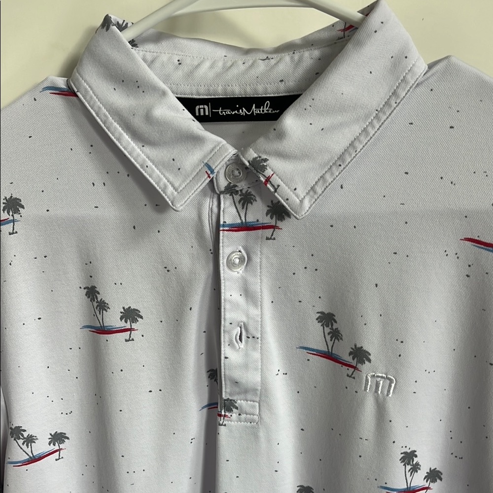 Travis Mathew Gray Palm Print Men's Shirt